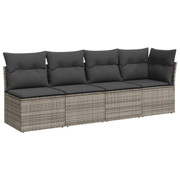 Set de muebles de jardín 9 pzas y cojines ratán sintético gris M 4