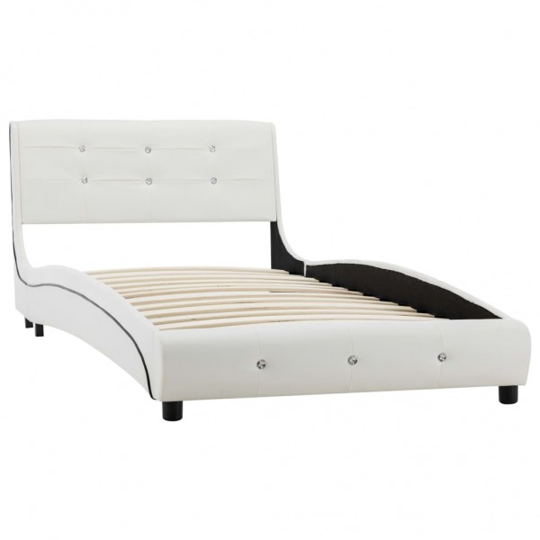 Cama com colchão 90x200 cm couro artificial branco M 4