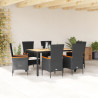 Set de comedor de jardín 7 pzas y cojines ratán sintético negro 1