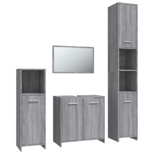 Set de muebles de baño 4 pzas madera contrachapada gris sonoma H