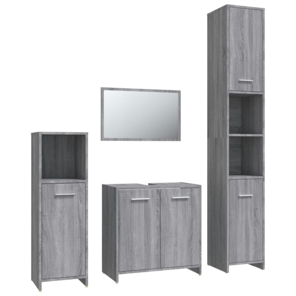 Set de muebles de baño 4 pzas madera contrachapada gris sonoma M 2