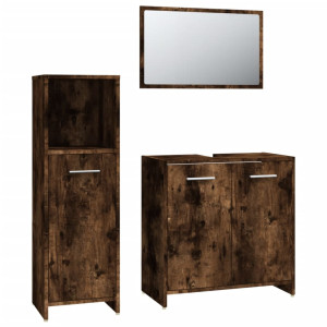 Set de muebles baño 3 pzas madera contrachapada roble ahumado H