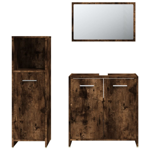 Set de muebles baño 3 pzas madera contrachapada roble ahumado M 5