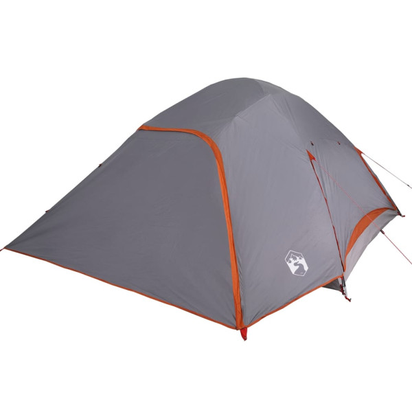 Tienda familiar con cúpula impermeable 6 personas gris naranja M 4