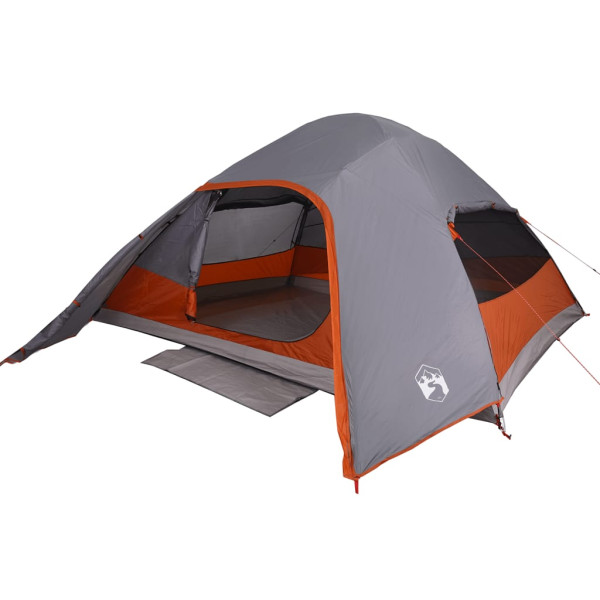 Tienda familiar con cúpula impermeable 6 personas gris naranja M 5