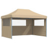 Tienda de fiesta plegable Pop-Up con 3 paredes laterales beige 2