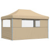 Tienda de fiesta plegable Pop-Up con 3 paredes laterales beige 5
