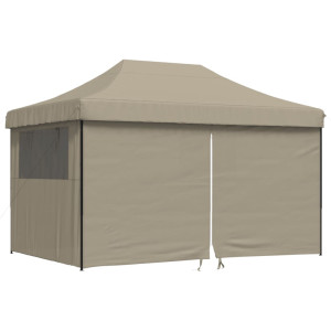 Tienda de fiesta plegable Pop-Up con 4 paredes laterales taupe H