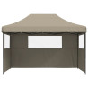 Tienda de fiesta plegable Pop-Up con 3 paredes laterales taupe 3