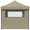 Tienda de fiesta plegable Pop-Up con 3 paredes laterales taupe 4