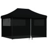 Tienda de fiesta plegable Pop-Up con 4 paredes laterales negra 2