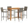 Mesa y taburetes de jardín 5 pzas madera acacia ratán PE gris 2