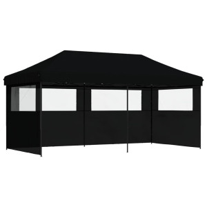 Tienda de fiesta plegable Pop-Up con 3 paredes laterales negra H