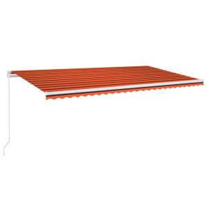 Toldo manual retráctil con luz LED naranja y marrón 600x300 cm H