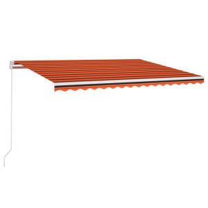 Toldo retráctil manual con LED naranja y marrón 450x300 cm H