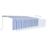 Toldo retráctil manual con persiana y LED azul y blanco 5x3 m 4