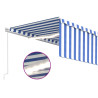 Toldo retráctil manual con persiana y LED azul y blanco 5x3 m 5