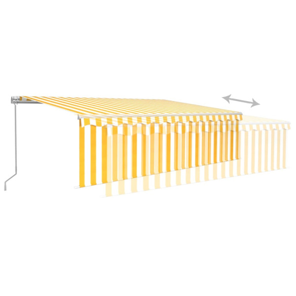 Toldo retrátil manual com estore/LED 5x3 m amarelo e branco M 4