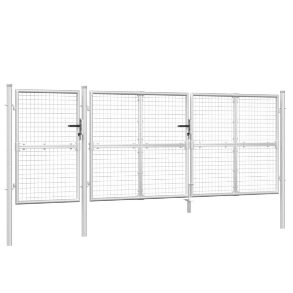Portão de rede para jardim 400x175 cm aço galvanizado prateado M 2
