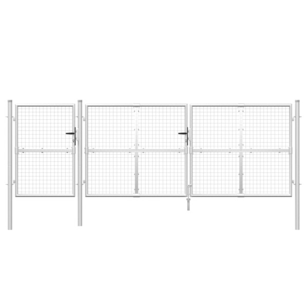 Portão de rede para jardim 400x175 cm aço galvanizado prateado M 4