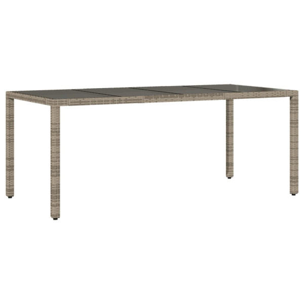 Mesa de jardim com tampo de vidro 190x90x75 cm vime PE cinza M 2