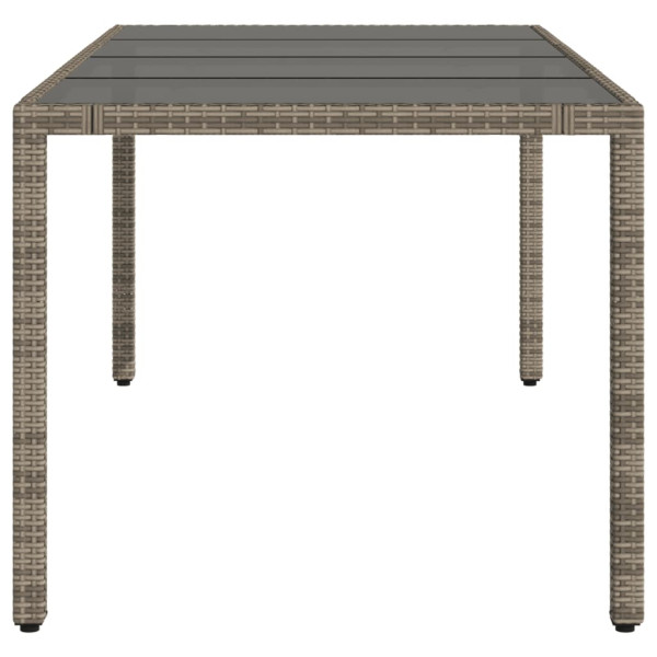 Mesa de jardim com tampo de vidro 190x90x75 cm vime PE cinza M 5