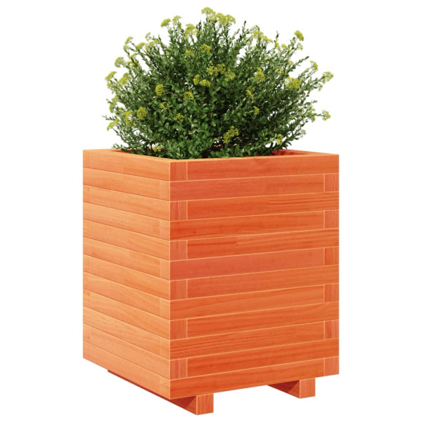 Jardinera madera maciza de pino marrón cera 40x40x49.5 cm M 4
