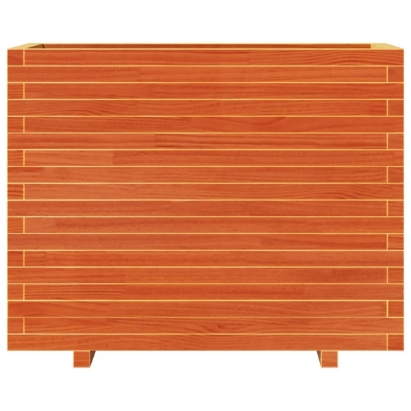 Jardinera madera maciza de pino marrón cera 90x40x72 cm M 5