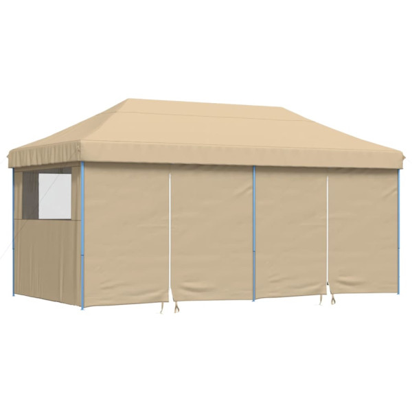 Tienda de fiesta plegable Pop-Up con 4 paredes laterales beige M 2