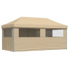 Tienda de fiesta plegable Pop-Up con 4 paredes laterales beige 5