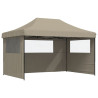 Tienda de fiesta plegable Pop-Up con 3 paredes laterales taupe 2