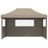 Tienda de fiesta plegable Pop-Up con 3 paredes laterales taupe 3