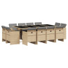 Set comedor de jardín con cojines 13 pzas ratán sintético beige 2
