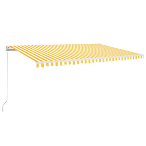 Toldo retráctil manual con luz LED amarillo y blanco 500x300 cm H