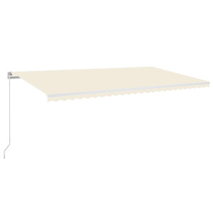 Toldo retráctil manual con luz LED color crema 600x300 cm H