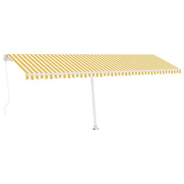 Toldo retrátil manual com LED 600x300 cm amarelo e branco M 3