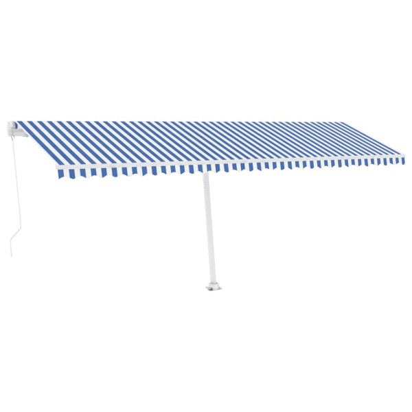Toldo retrátil manual com LED 600x300 cm azul e branco M 2