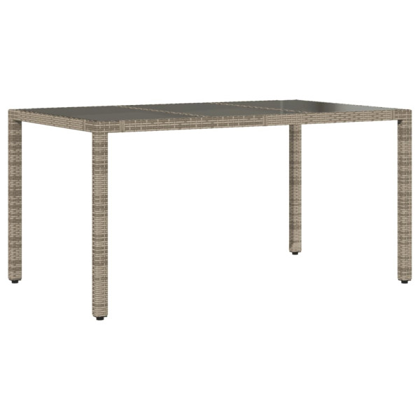 Mesa de jardim com tampo de vidro 150x90x75 cm vime PE cinzento M 2