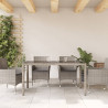 Mesa de jardín superficie de vidrio ratán PE gris 150x90x75 cm 3