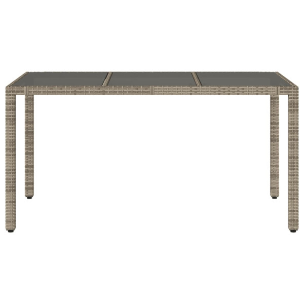 Mesa de jardim com tampo de vidro 150x90x75 cm vime PE cinzento M 4