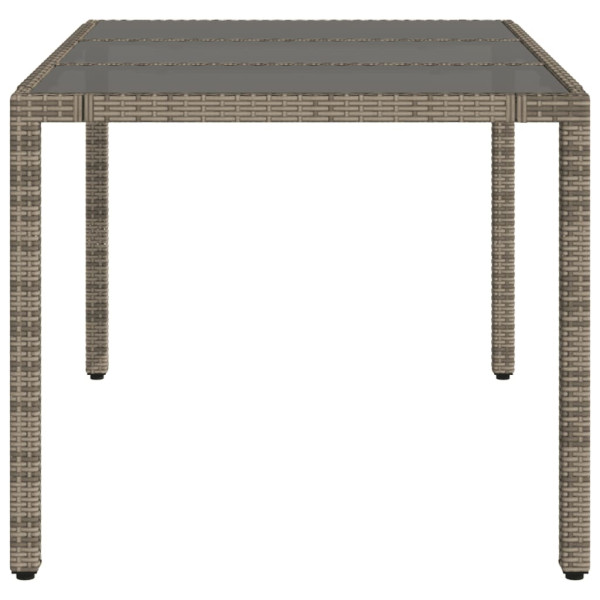 Mesa de jardín superficie de vidrio ratán PE gris 150x90x75 cm M 5