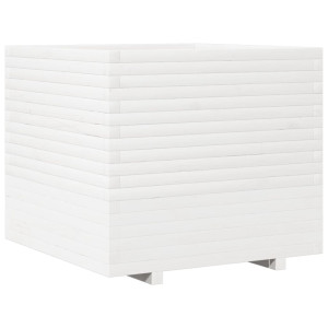 Vaso/floreira de jardim 80x80x72 cm pinho maciço branco H