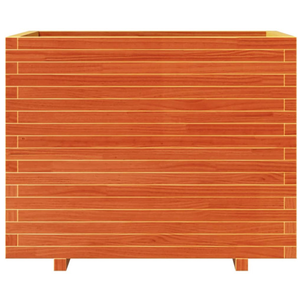 Jardinera madera maciza de pino marrón cera 90x60x72 cm M 5