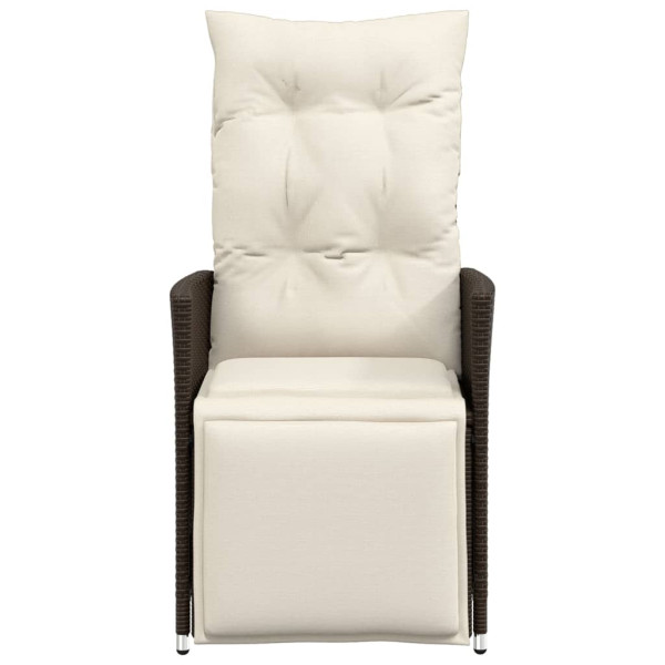 Sillón reclinable de jardín con cojines ratán sintético marrón M 4