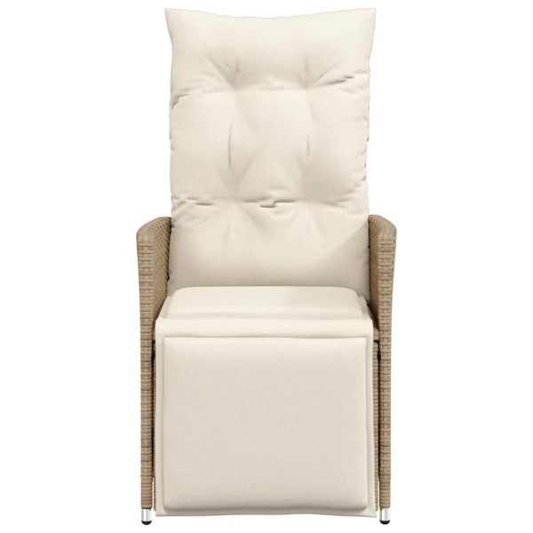 Sillones reclinables de jardín con cojines beige 2 uds ratán PE M 4
