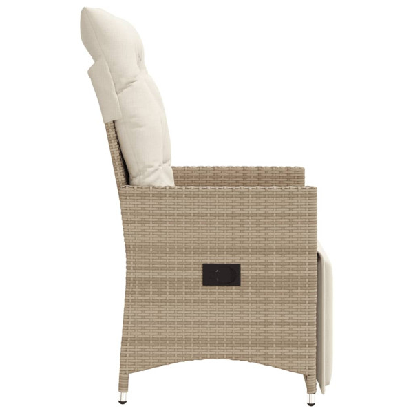 Sillones reclinables de jardín con cojines beige 2 uds ratán PE M 5