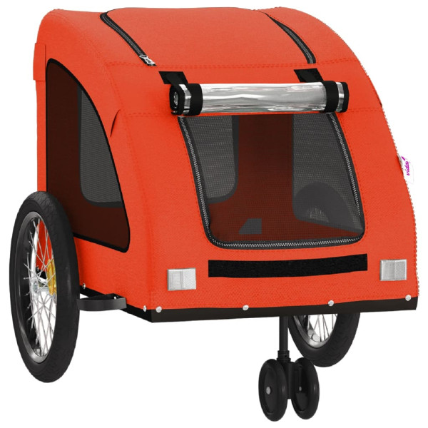 Remolque de bicicleta mascotas hierro tela Oxford naranja gris M 5
