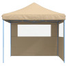 Tienda de fiesta plegable Pop-Up con 2 paredes laterales beige 3