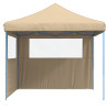 Tienda de fiesta plegable Pop-Up con 2 paredes laterales beige 4