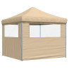 Tienda de fiesta plegable Pop-Up con 2 paredes laterales beige 5